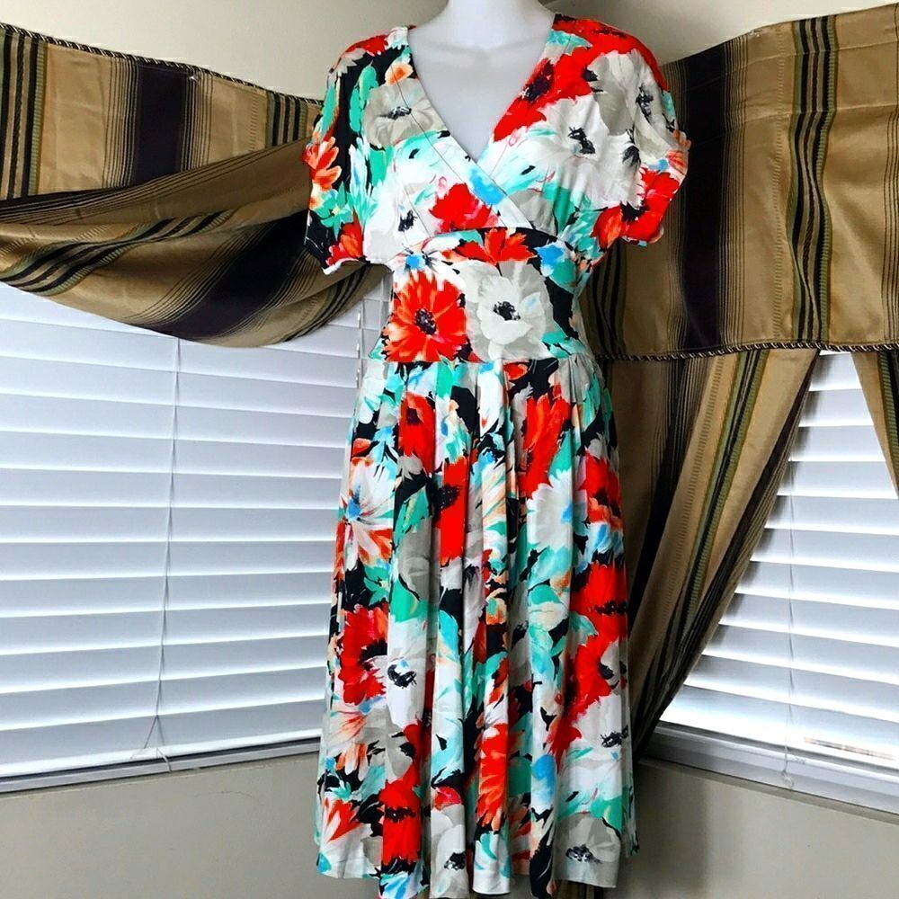 Ann Tjian Of Kenar 2 Floral Vintage Women Dress Size 4